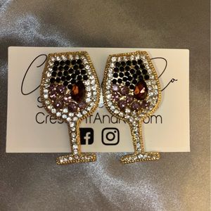 Rhinestone Wine Earrings NWT